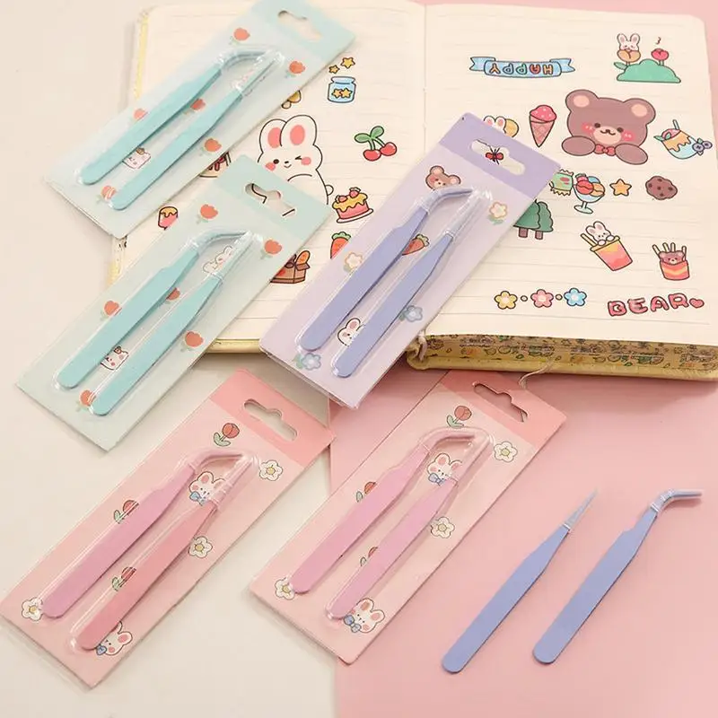네일 아트 데코 속눈썹 집게 마카롱 집게 스크랩북 스티커 테이프 픽킹 DIY 정크 저널 앨범 스테인리스 클립 DIY 도구