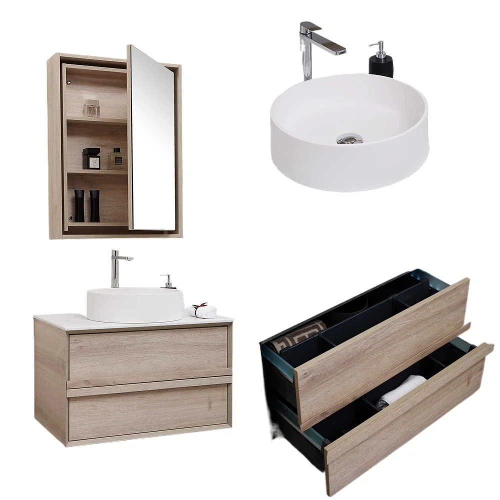 Top Selling China Tall Side Rotating Bathroom Cabinet Round Mirror Mdf Bathroom Cabinet