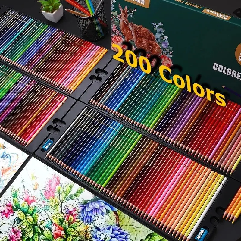 48/72/120/150/200 Professional Oil Color Pencil Set Watercolor Drawing Colored Pencils For Sketch Drawing Coloured Pencils Kids