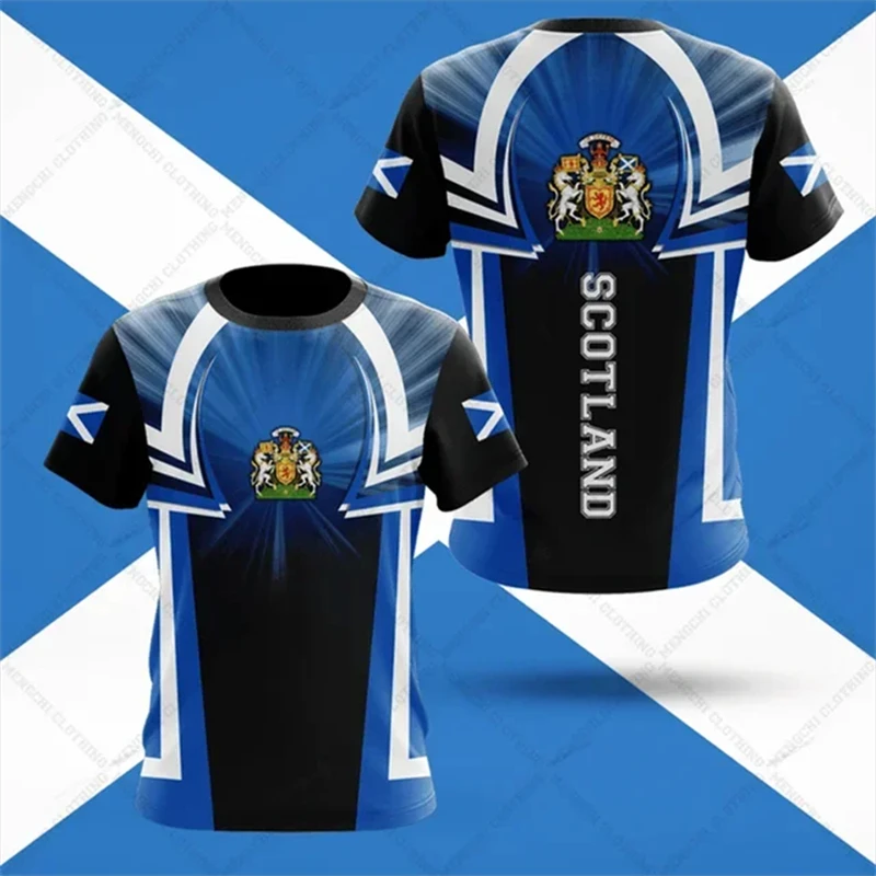 Scotland Flag Men's T-shirt 3D Print Scottish National Emblem Tops Short-sleeved O-Neck Oversized Sportswear Tee Shirt Clothing - Image 3
