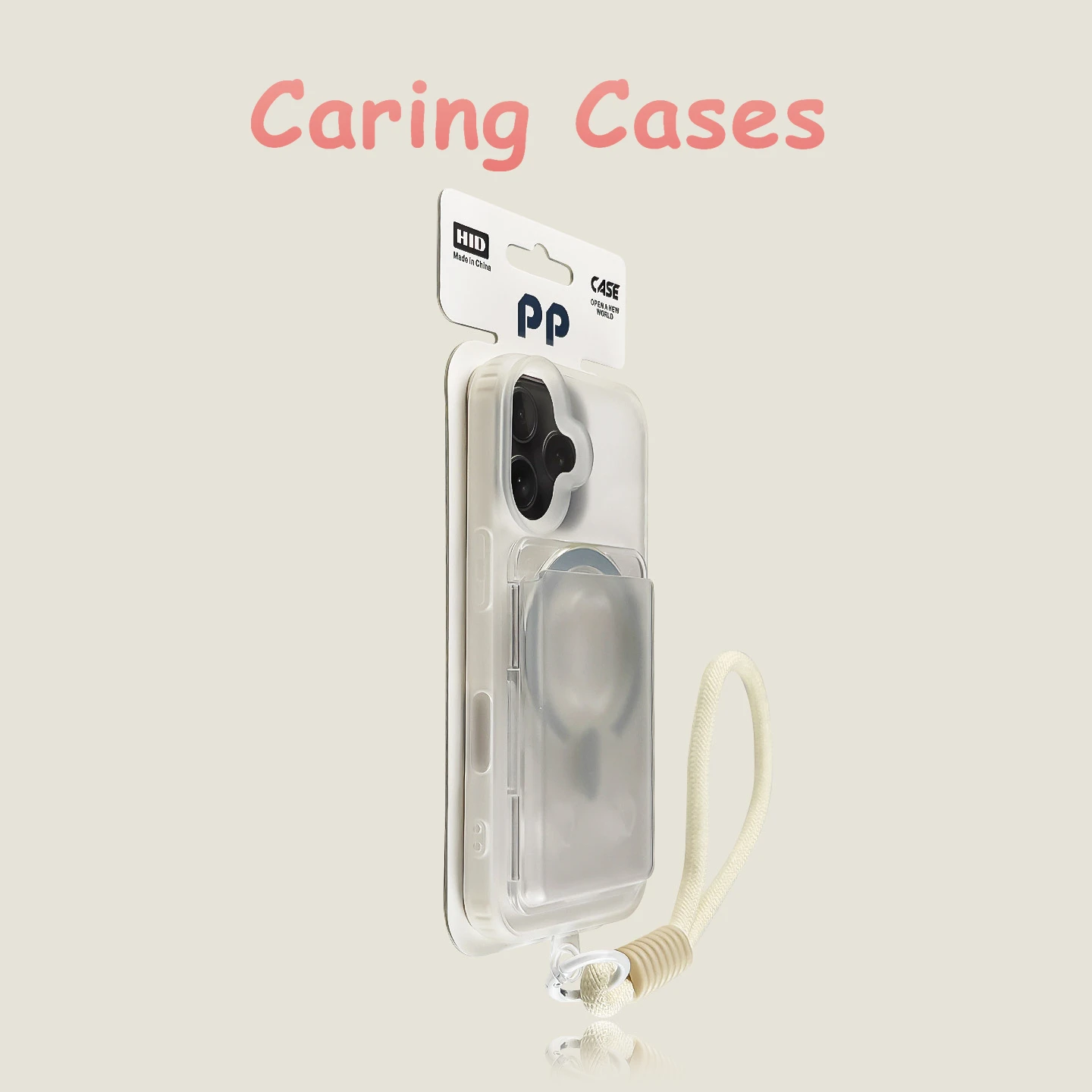 Yellow Shockproof MagSafe Card Holder Case with Frosted Clear Design and Lanyard