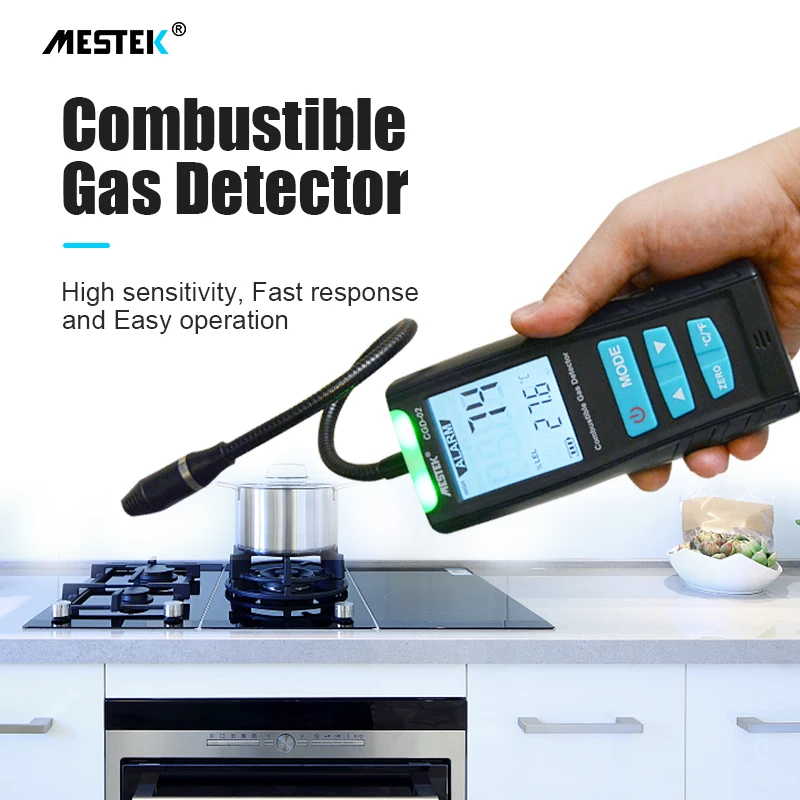 MESTEK Portable Gas Analyzer Combustible Gas Detector Handheld Carbon Monoxide Meter CO CH4 Gas leak Detector Gas Monitor Tester