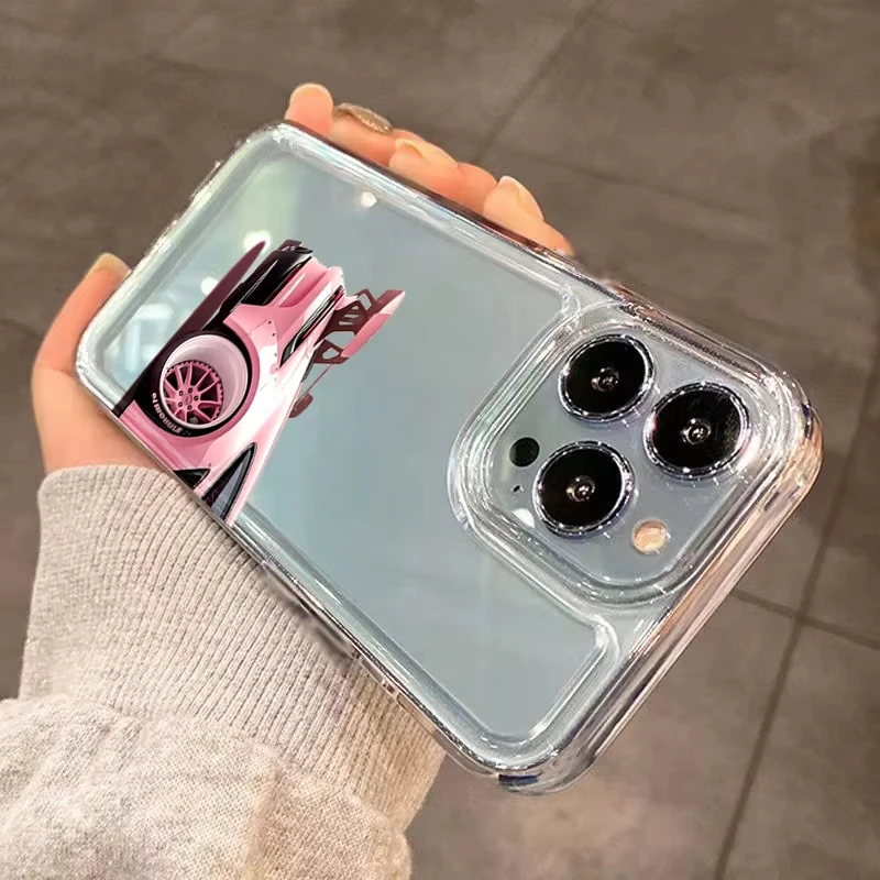 Trendy Pink Luxury Car Transparent Soft Phone Case Cover