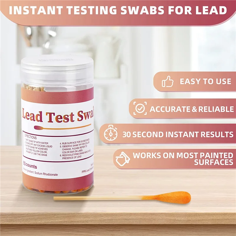 Newest Lead Test Kit Swabs-Lead Paint Test Kit, Check Swab for Home Use, Results in 30 Seconds (60PCS)