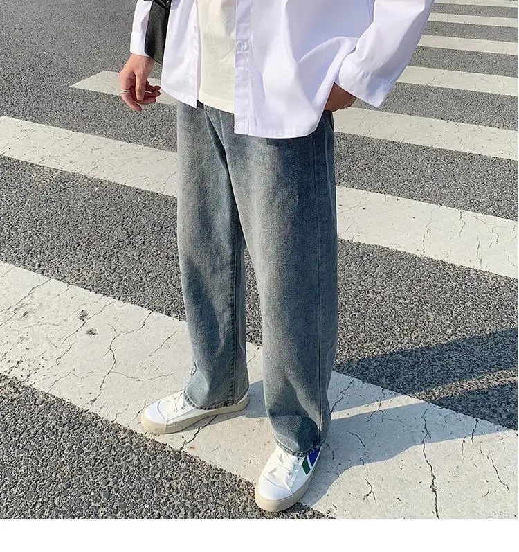 casual joggers mens ZCSMLL Jeans Men's Trendy Brand Ins Port Style Straight Loose Loose Wide-leg Trousers Trend Korean Version of Wild Boys Pants plus size khaki pants