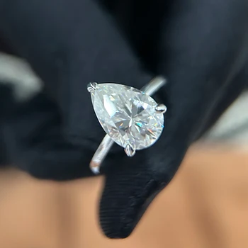 1-4 Carat Pear Cut D Color Moissanite Rings 925 Sterling Silver Waterdrop Diamond Ring Engagement Wedding Bands Jewelry with GRA 5
