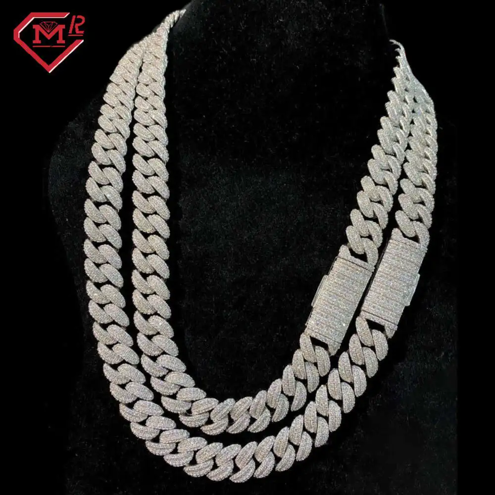 

Luxury Cuban Link Chain 12mm 15mm 18mm Hip Hop Iced Out 925 Sterling Silver Vvs Moissanite Miami Cuban Link Chain