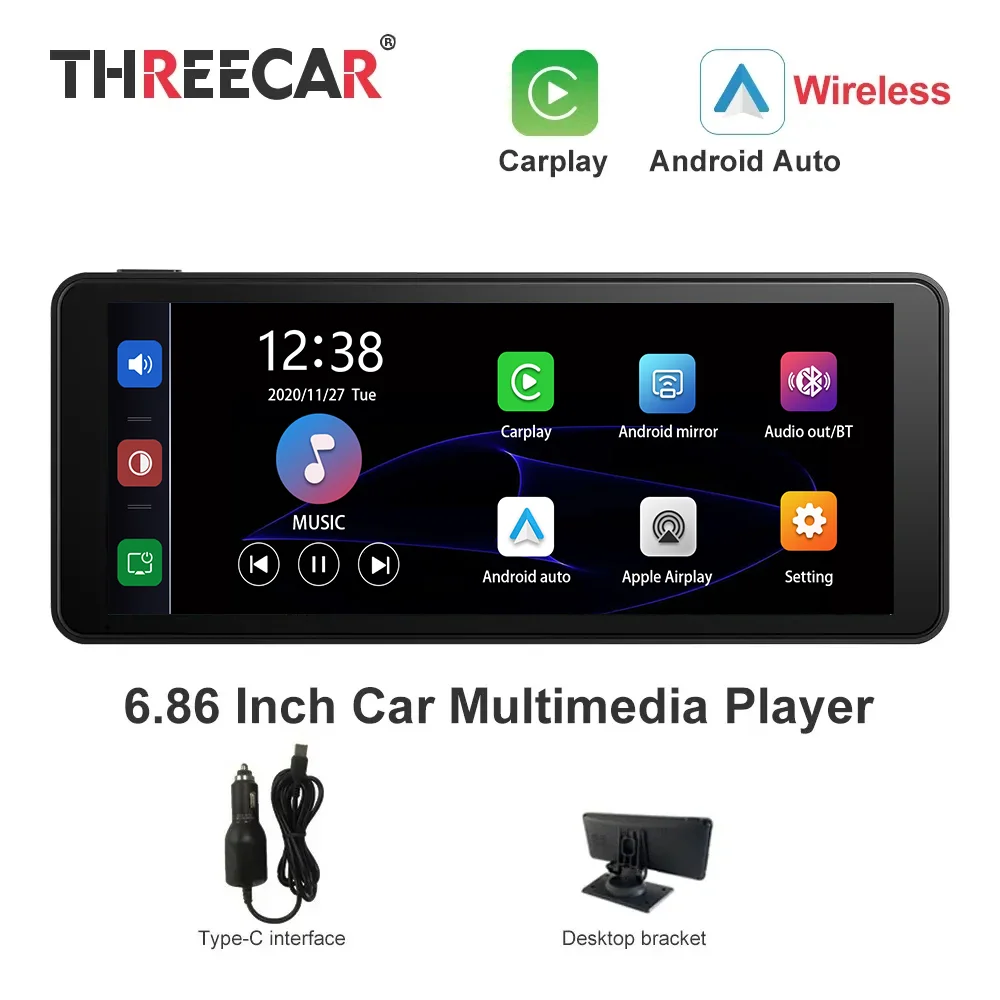 

Carplay 6,86 дюймовый автомобильный мультимедийный плеер Android автомобильный монитор GPS навигация Сенсорный экран автомобильное радио DVR приборная панель