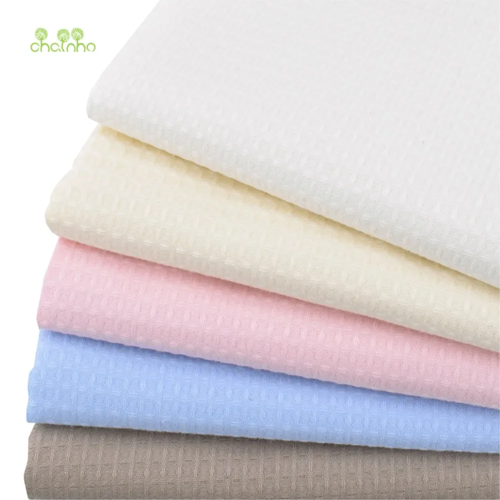 Chainho,Soft Waffle Fabric,Solid Color,DIY Quilting Sewing Material,For Sleepwear,Bathrobes,Pillowcase,Cushion,5 Color Series