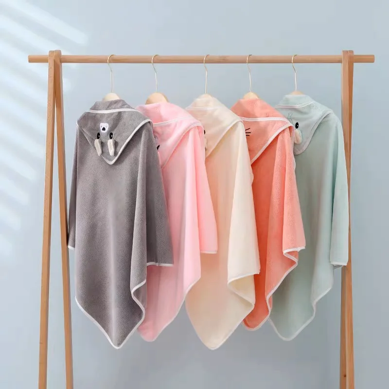 80*80CM Baby Bath Towel Girl Boy Newborn with Hood Cartoon Coral Fleece Infant Towels Blanket Newborn Baby Bathrobe Infant