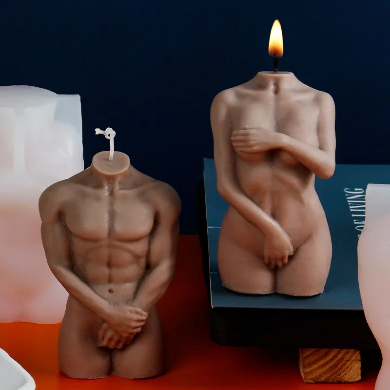3D Human Body Silicone Candle Mold Shy Male Female Body DIY Cake Chocolate Ornament Mold Handmade Soap Candle Making Resin Mold