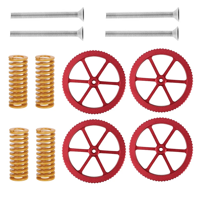 3D Printer Kit Aluminum Hand Twist Leveling Nut with 4PCS Hot Bed Die Springs for Bed Leveling for CR-10, CR10S/10S Pro, CR 20