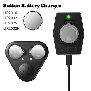 Caricabatteria portatile mini a bottone LIR2032H LIR1632 LIR2025 LIR2016 Tipo-C Caricabatterie per batterie agli ioni di litio da 3,6 V