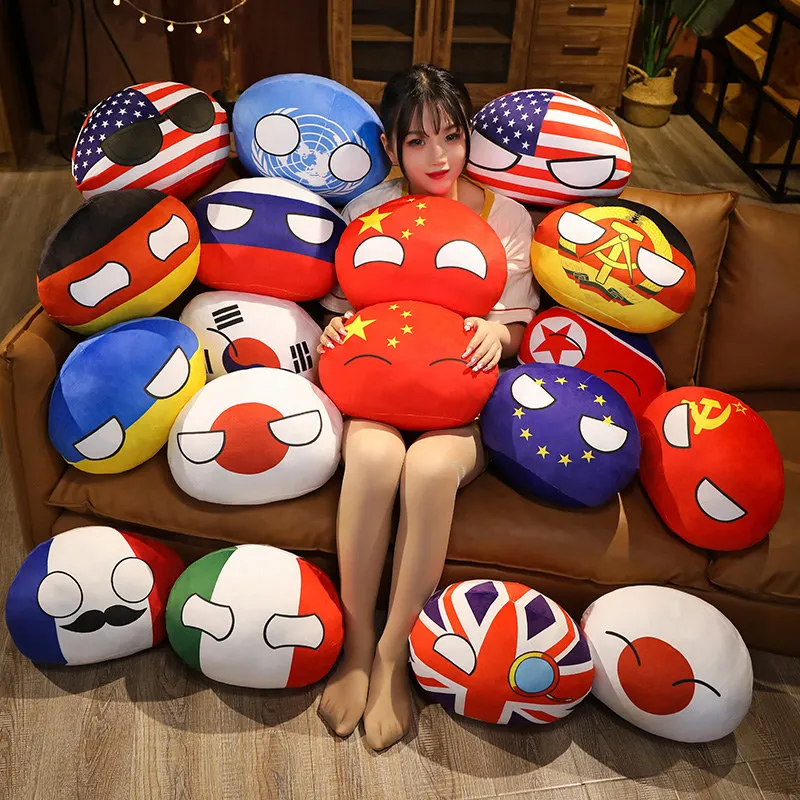 

10-40cm Kawaii Polandball Plush Toy Doll Stuffed Country Ball UN USA USSR FRANCE RUSSIA UK JAPAN EU CANANDA ITALY Pillow Pendant