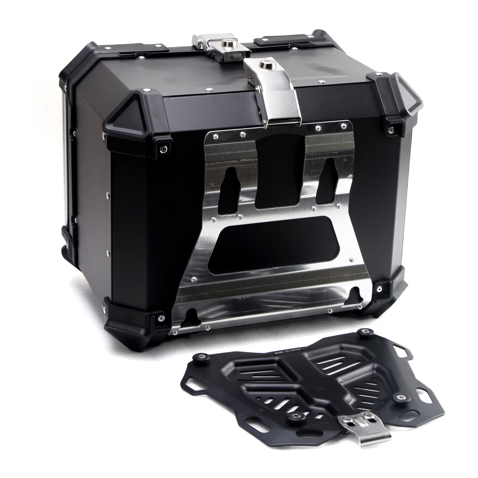 Motorcycle Rear Top Case Moto Luggage Storage Tail Box Waterproof Motorcycle Trunk Key Lock Tool box Aluminum 45L/55L/65L/80L