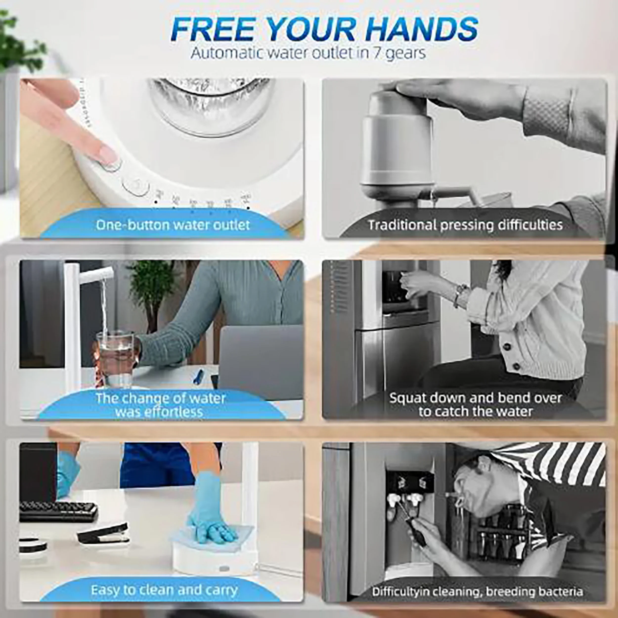 1 intelligent desktop water dispenser, outdoor bucket automatic water dispenser and absorption device.