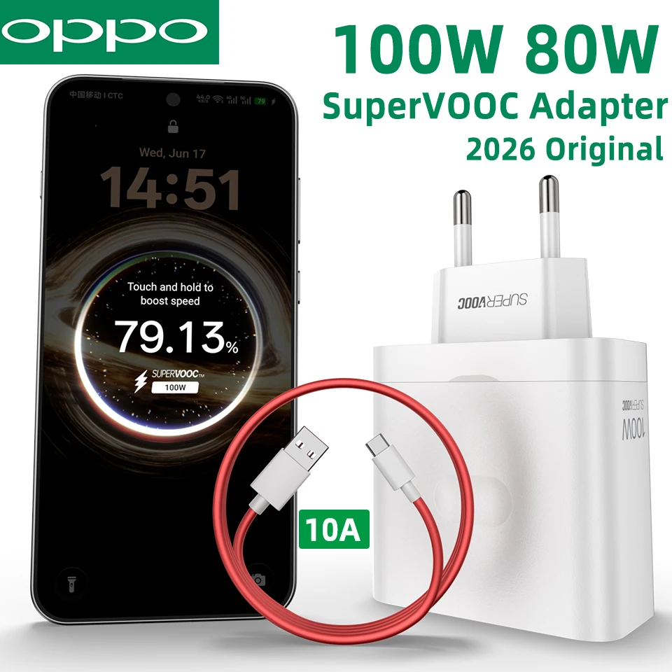 High-Power OPPO USB Charger with Supervooc Fast Charge Cable