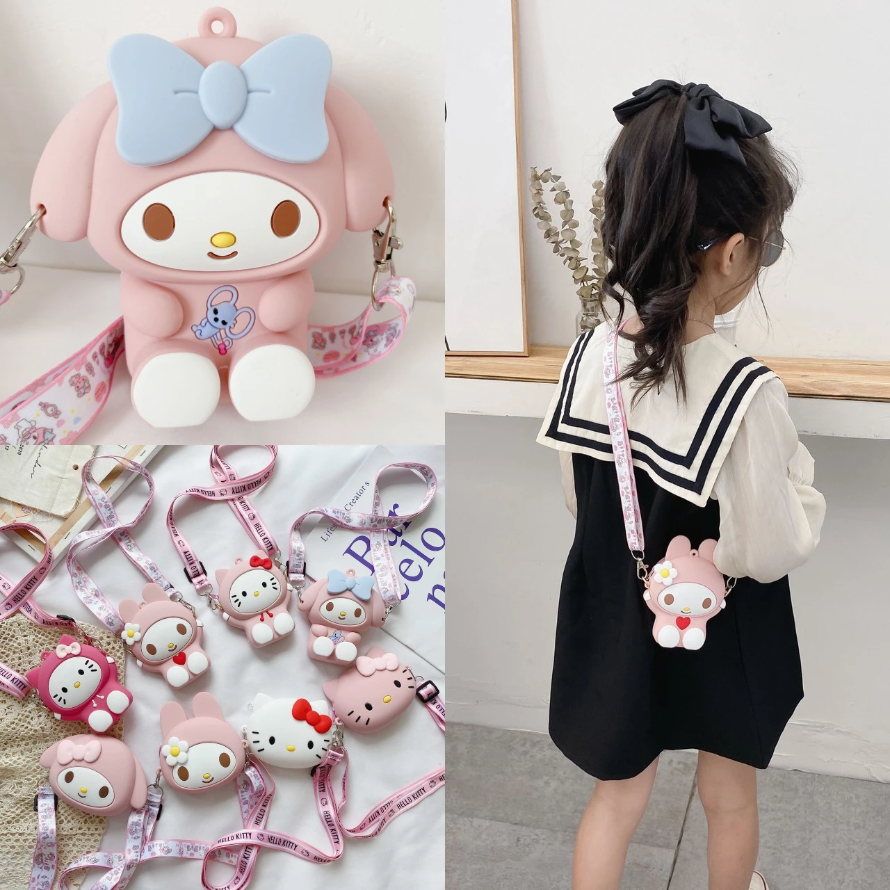

Kawaii Sanrios моя мелодия КТ кошка мультфильм мини кошелек аниме милая силиконовая сумка через плечо для девушек Кошельки подарок на день рождения