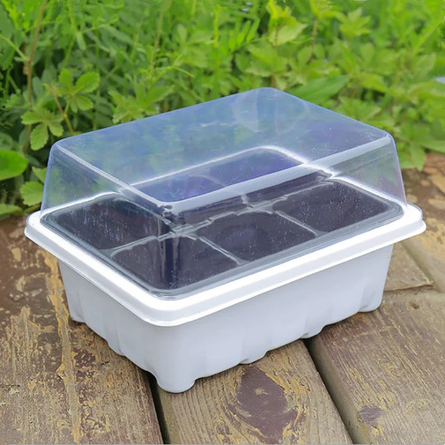 Plastic Nursery Pot 6/12 Holes Seed Grow Planter Box Greenhouse Seeding Garden Seed Pot Tray plant Seedling Tray With Lids 3