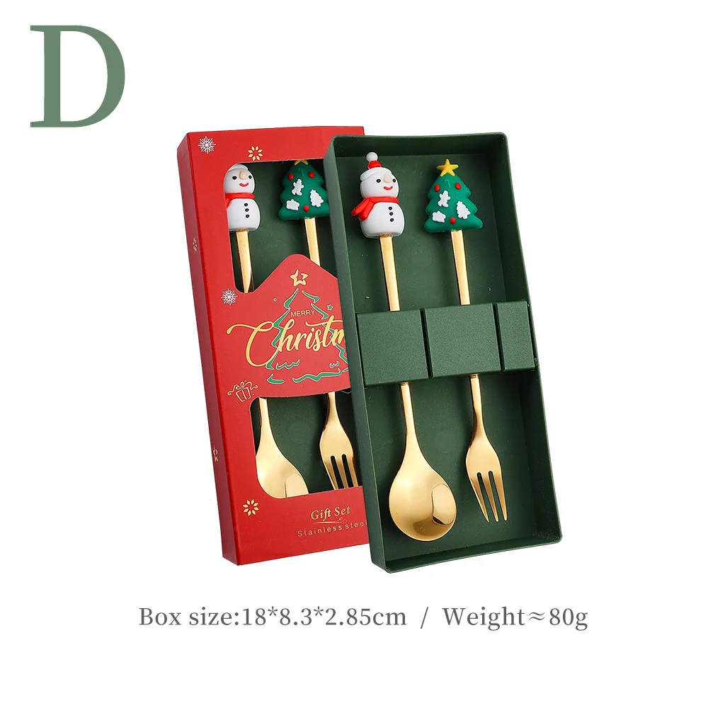 Festive Holiday Stainless Steel Cutlery Set - Elk and Xmas Tree Design for Christmas & New Year Celebrations