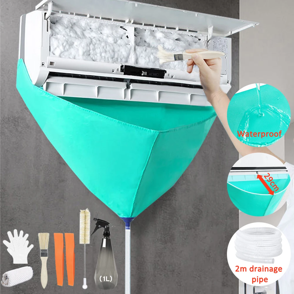 Air Conditioner Cleaning Cover With Drain Pipe Cleaner Bag Home