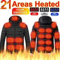 21/15 Areas Heated Jacket Men Padded Parkas Long Sleeve Heated Vest Men Electric USB Heating Jackets Heated Coat Clothing Winter 1