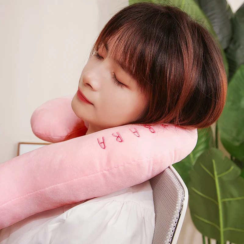 50cm Question Mark Plush Capybara Pillow Stuffed Brown Pink Cartoon Animal Head Neck Support Pillow Nap Plushie Gift 4