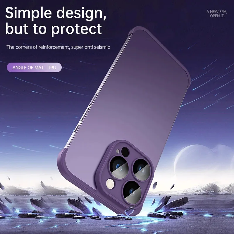 Frameloze Tpu Bumper Case Met Camera Lens Protector Voor Iphone X 14 13 12 Pro Max Plus Hoek Pad Zachte siliconen Shockproof Case