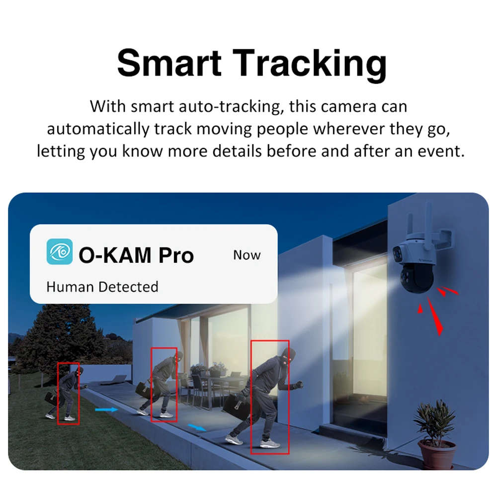 5MP WiFi PTZ Security Camera Dual Lens 5X Zoom PTZ Cam Dual Light Modes AI Auto Tracking Outdoor Smart Color Night Vision Camera 5