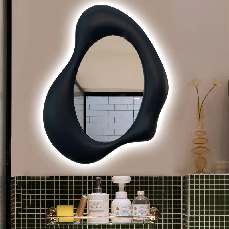 

Nordic Bathroom Decorative Mirrors Wavy Girls Glass Toilet Decorative Mirrors Cute Irregular Dekoracje Do Domu Decoration Home