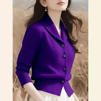 2025 New Spring Autumn Turndown Collar High End Women Knitt Cardigan Sweater Fashion Korean Version Female Knitwear Tops 1