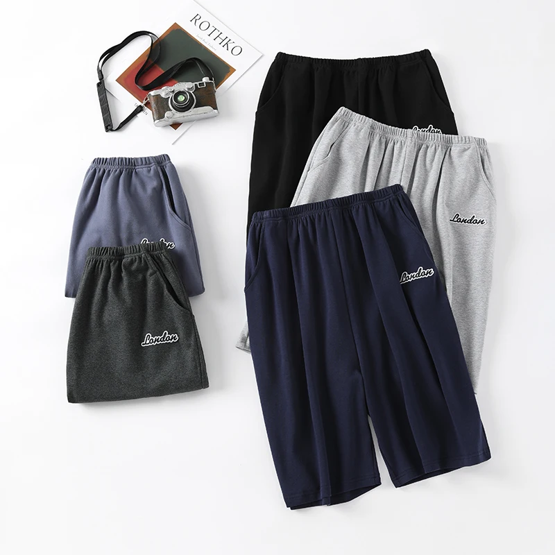 Pajama Pants Summer Cotton Solid Color Men's Pajama Pants Adults Home Furnishing Loose Sleep Bottom Home Wear