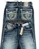Hip Hop Rock Revival Embroidered Jeans 2024 New American Style Street Wear Loose Casual Y2k Wide Leg Jeans Fall Guys Men Jeans 1