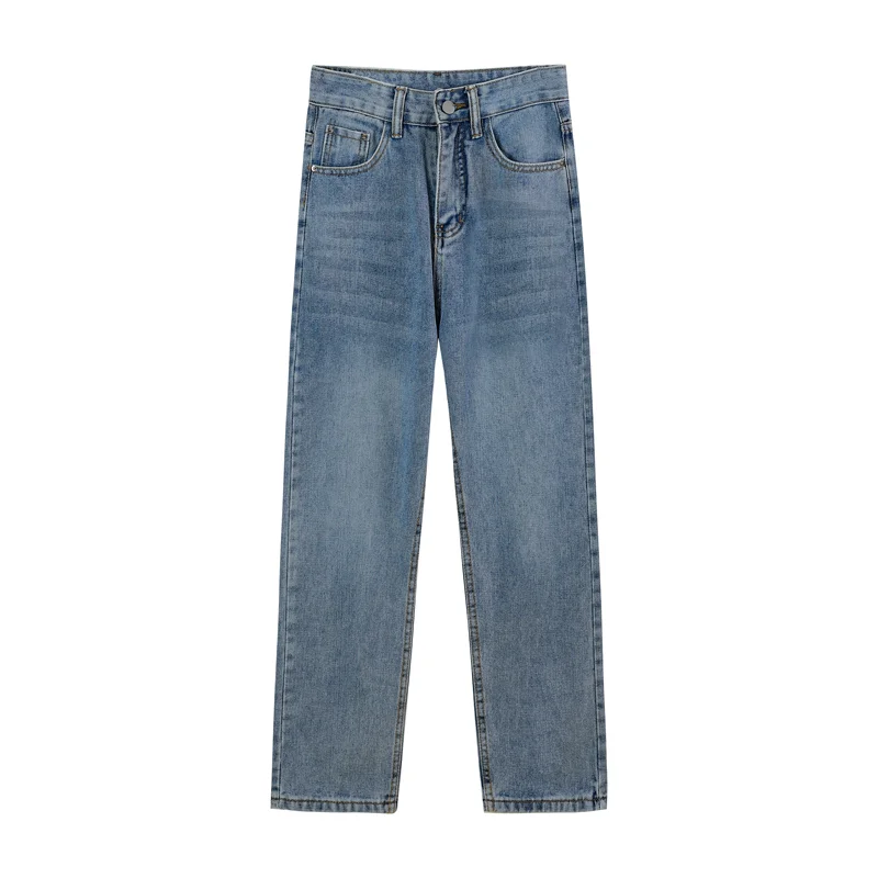 Retro high waisted Jeans Women Summer Thin Slim fit Slimming Straight Pants Design Sense Cropped Pants High Street Fashion Ins