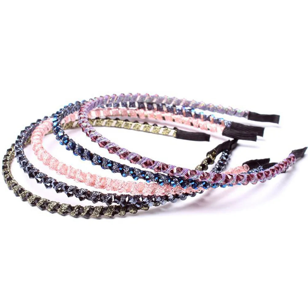 6pcs Girl Headbands Hair Crystal Headband Double Rows Rhinestone Hairband Thin Hair for Women Girls (Mixed Color)