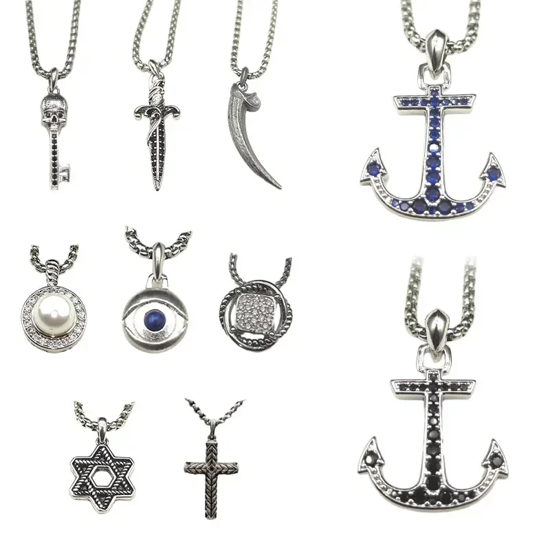 

DY Necklace 925 Sterling Silver Dagger, Horn, Star of David, Pearl, Sea Anchor, Many Kinds of High Quality New Luxury Jewelry
