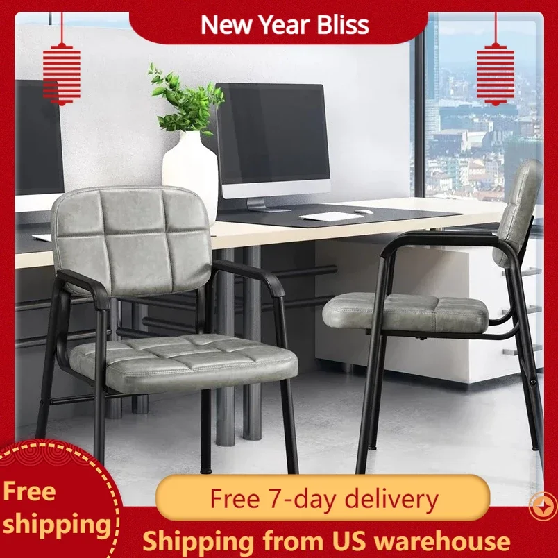 

Gaming Office Chair 2pcs Upholstered Leather Office Reception Chairs Gray Computer Armchair Gamer Chair Free Shipping Desk Cover