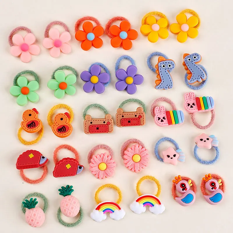 

20/30Pcs Girls Hair Bands Cartoon Hair Ties Elastic Baby Hair Ropes Children Rubber Scrunchies Kids Ponytail Holder Bands