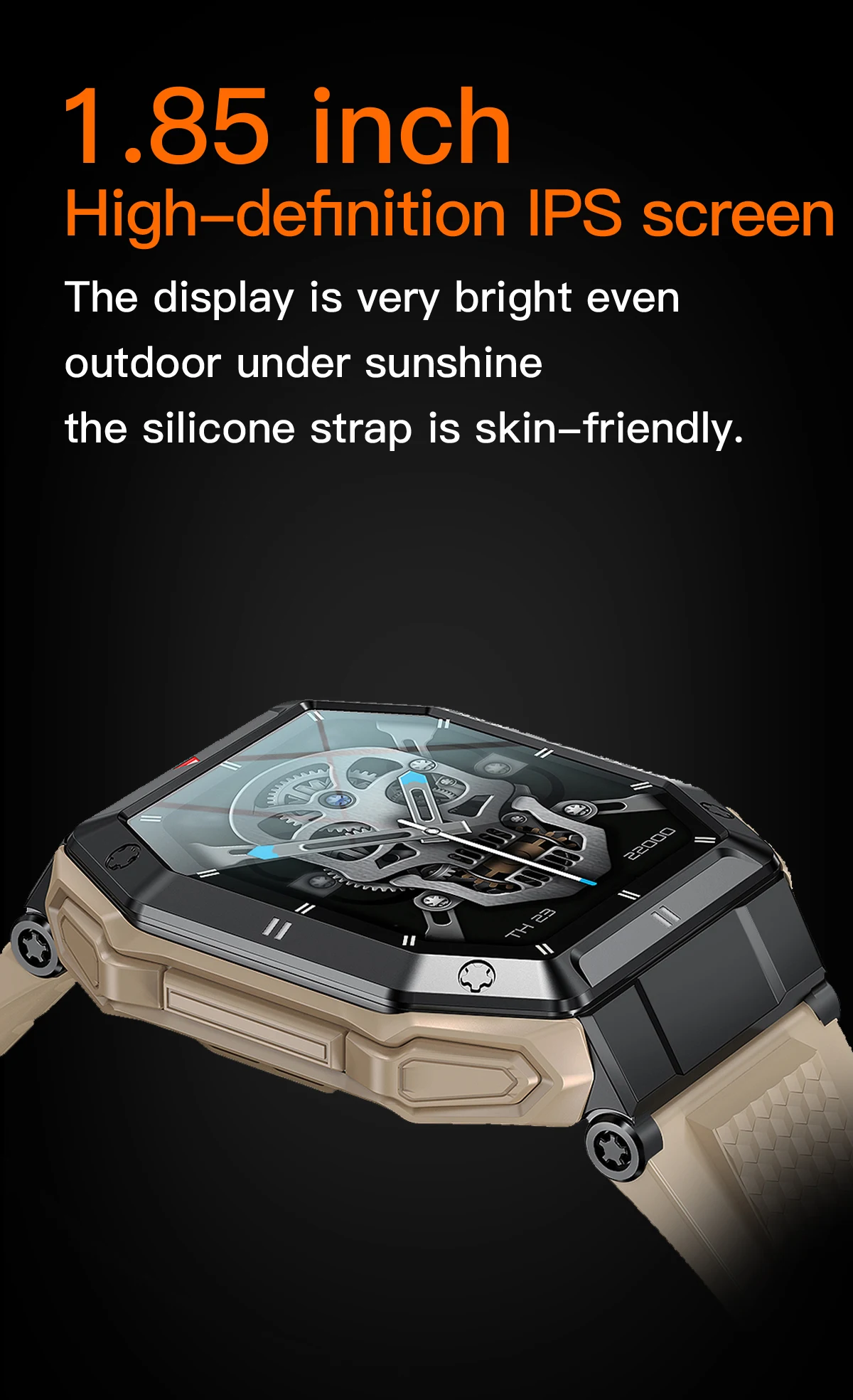 Montre Connectée LEMFO – Noir – Acier Inoxydable 44mm – Compatible Android