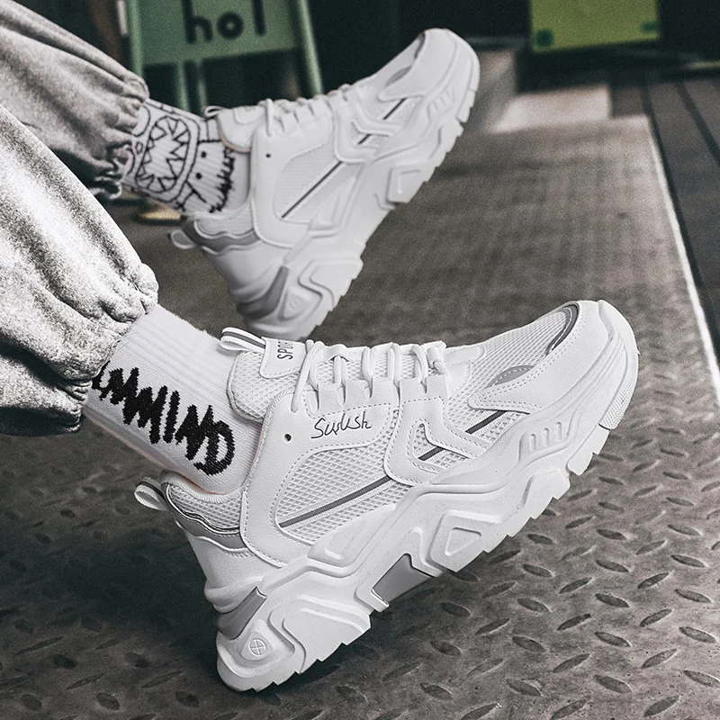 حذاء رياضي كاجوال شبكي سميك يسمح بمرور الهواء للطل...