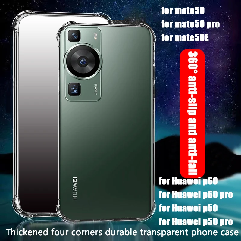 Cover Trasparente Antiurto Per Telefono Per Huawei Mate50 Mate50E P50 P50 Pro P60 P60Pro Cover Posteriore In Silicone