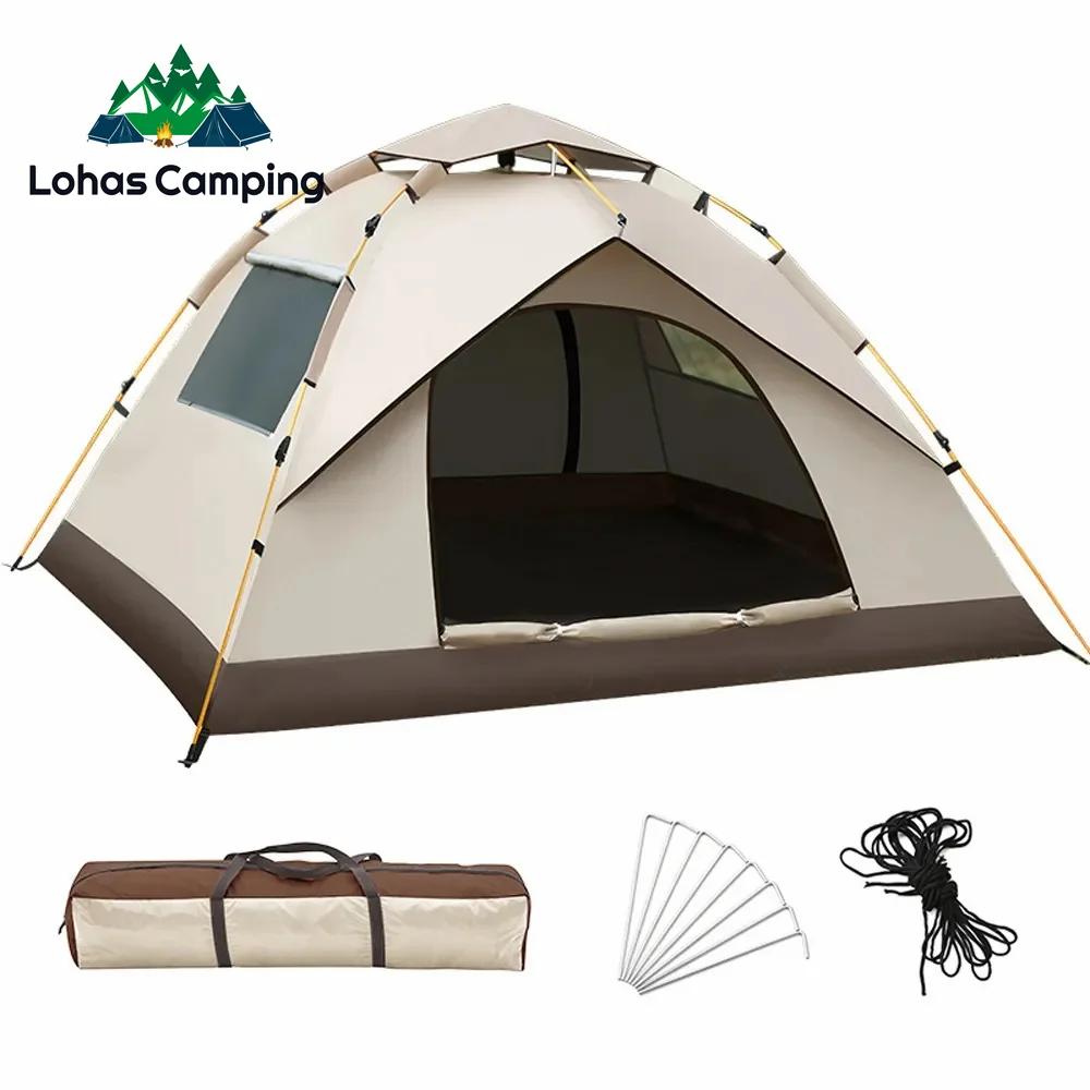 Lohascamping원터치텐트2인용，1인용원터치텐트，3인용원터치텐트， 원터치방수텐트，돔텐트，원터치방수텐트， 자동 캠핑 텐트, 자외선 차단 가족 텐트, 실버 코팅 야외 팝업 방수 텐트, 여행 1-2/3-4 인