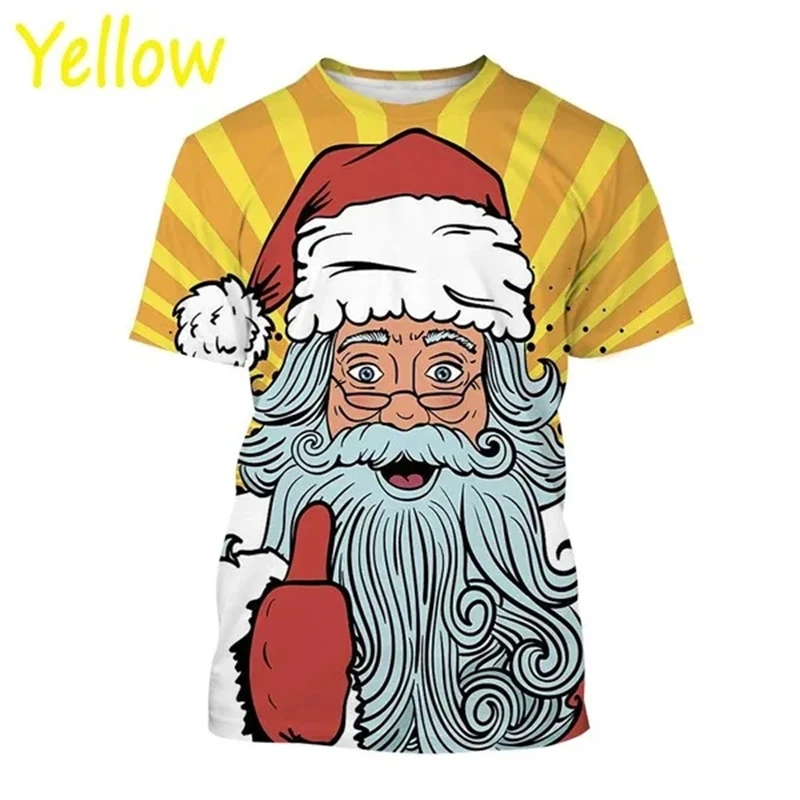 

New Fashion Santa Claus T-shirt Christmas 3D Printed T Shirt Men's And Women's Casual Short-sleeved Streetwear Oversized Tops