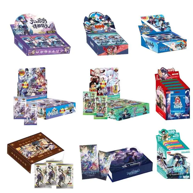 Oryginalny Genshin Impact kolekcja kart Box TCG Pack pełny zestaw zestaw nowy w Anime gry karty planszowe zabawki zabawki prezentowe
