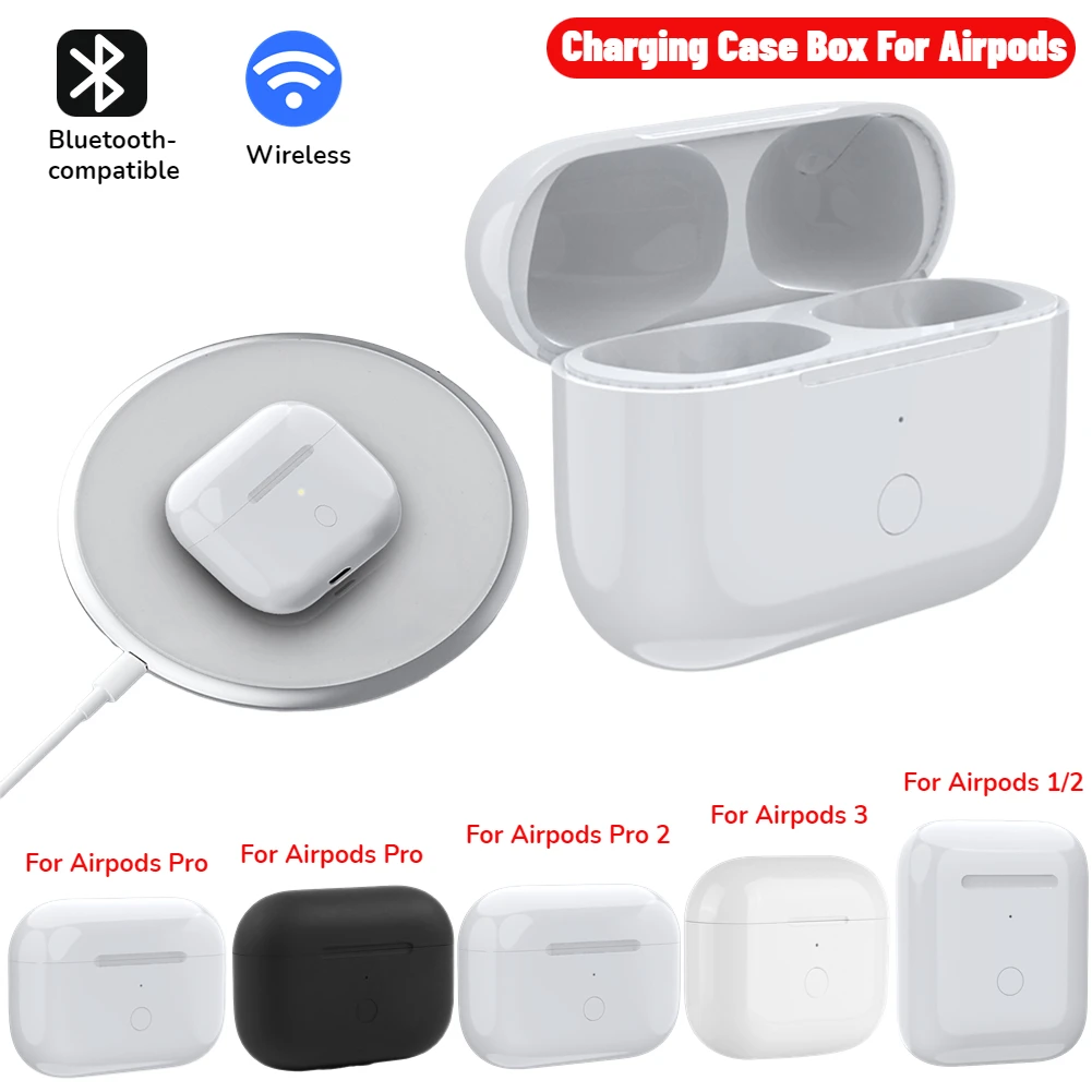 vinde ecstasy sprede Wireless Charging Case Replacement Box for Airpods Pro 2/Pro Bluetooth  Earphone Charger With LED Indicator for Airpods 1/2/3 - AliExpress