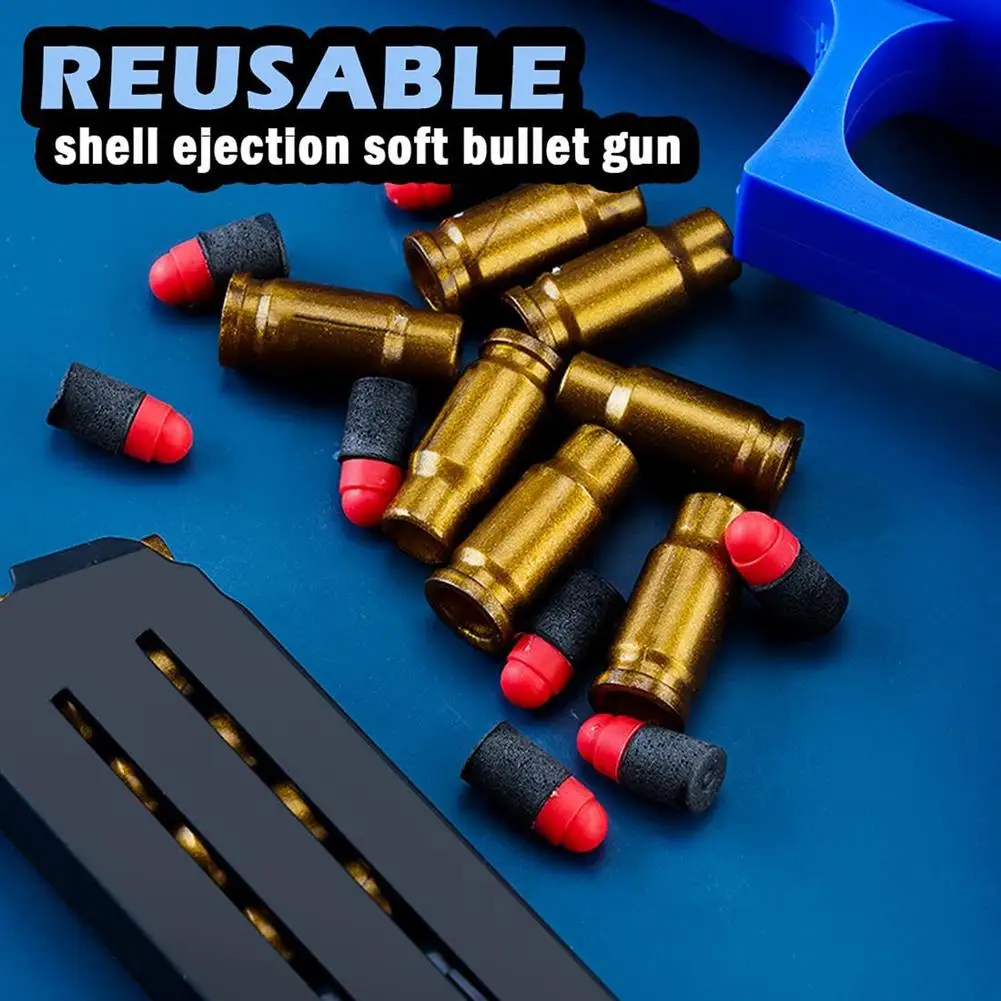 Rubber Bullet Toy Soft Bullets Shooting Toys Soft Bullet Play Toy With Magazine Cartridge Case Bullets Education Gift