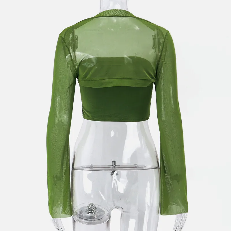 dark green mesh top