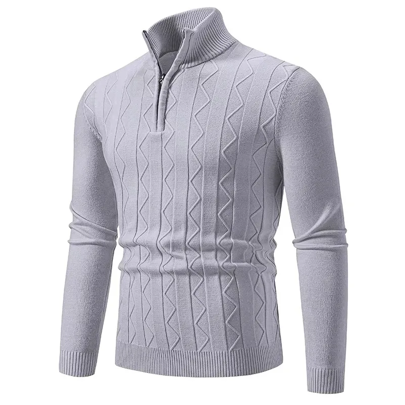 Autumn Quarter Zip Sweater Men's Pullover Knit Long Sleeve Sweater Men Winter Warm Slim Casual Turtleneck Mock Neck Sweaters 4