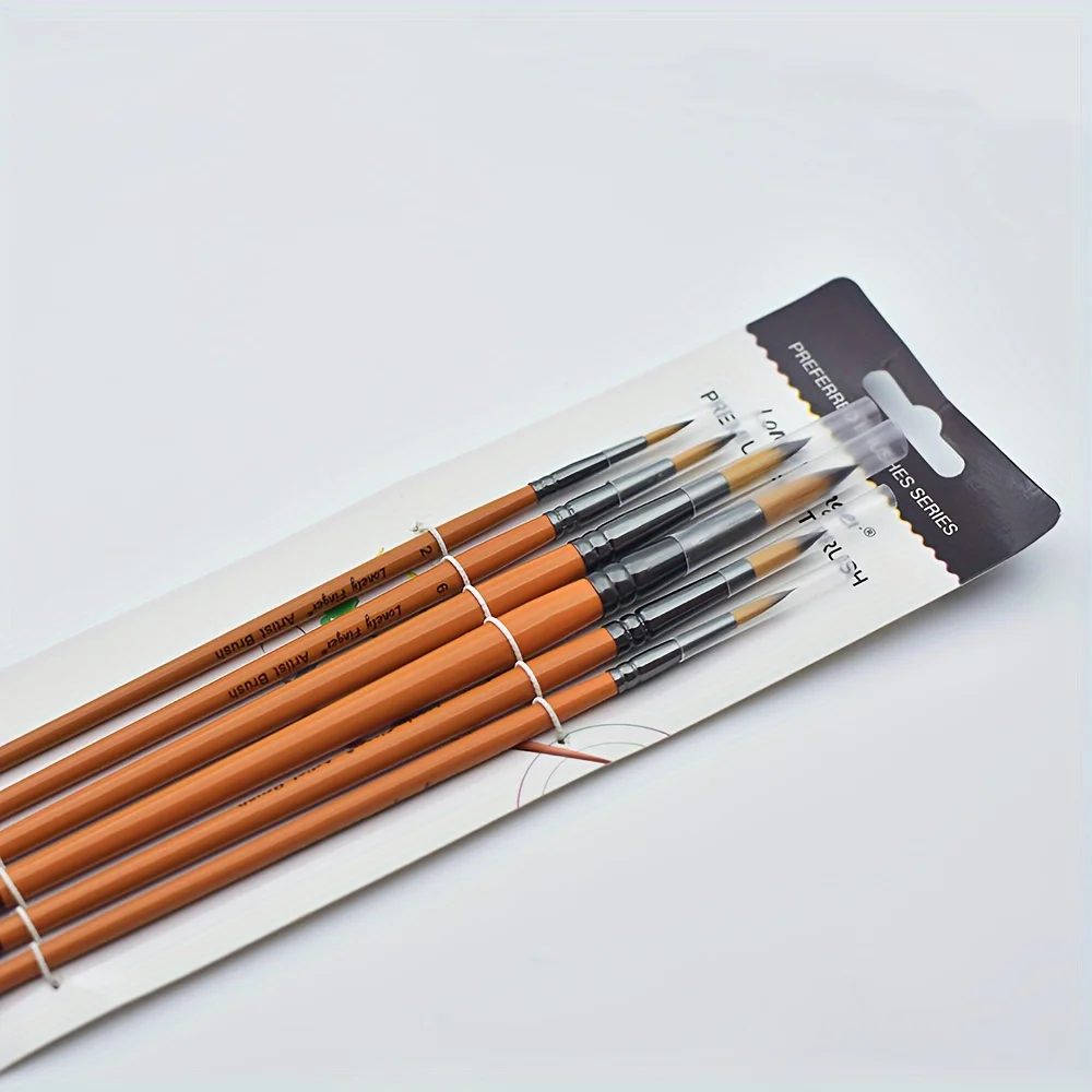 6pcs Professional Artist Paint Brush Set Round/Flat/Angular/Filbert Tips Anti-Shedding Nylon for Acrylic Oil Watercolor Painting 5