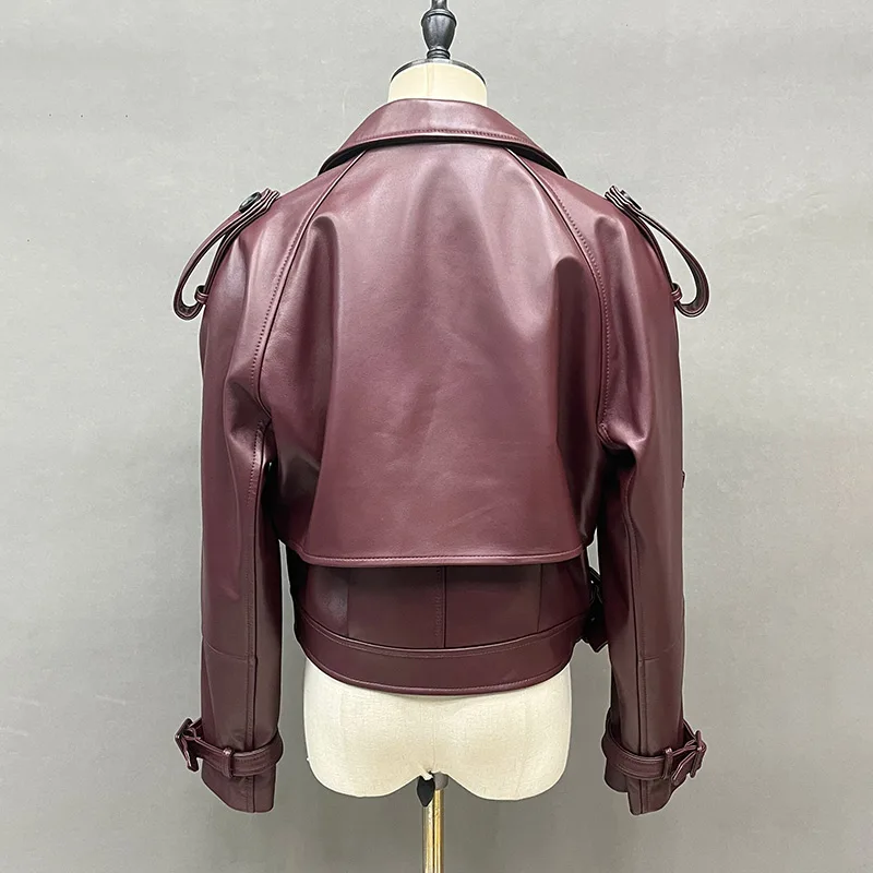 Leather Jackets Women's Genuine Sheepskin Jacket Cropped Coat Short Real Leather Coat FG5796 women leather jacket